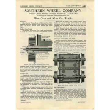 1923 ADVERT Mining Southern Wheel Co St. Louis Stafford Roller Bearing Car Truck