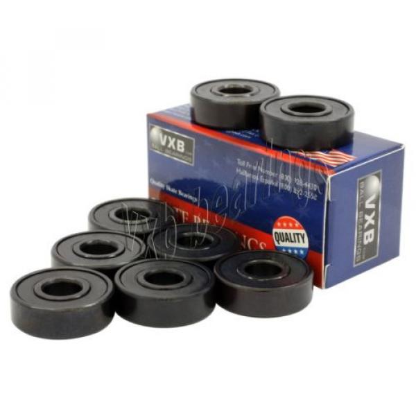 Cool Set of 8 Skateboard Bearing Bronze Cage Sealed Black Ball Bearings Rolling #2 image