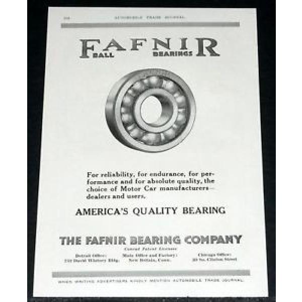 1917 OLD MAGAZINE PRINT AD, FAFNIR, MOTOR CAR BALL BEARINGS, ENDURANCE QUALITY! #5 image