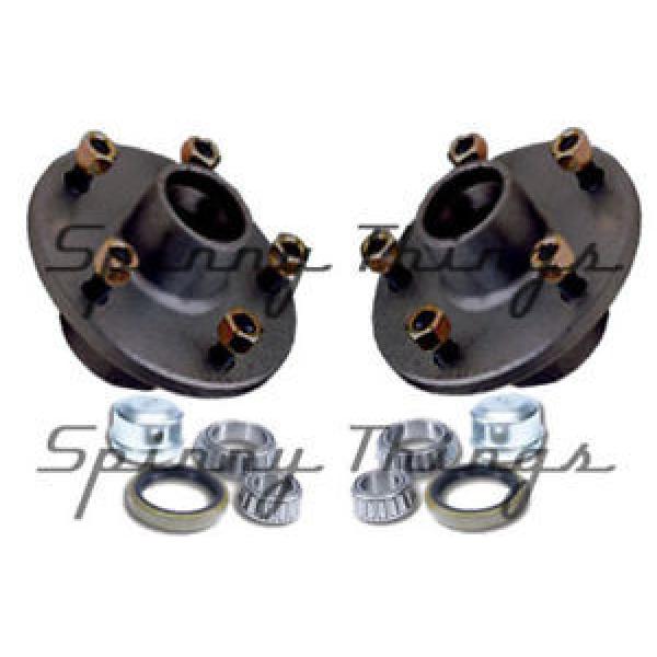 Trailer Hubs (PAIR) FORD 5 stud w/ HOLDEN bearings. Caravan Camper Box Car #5 image