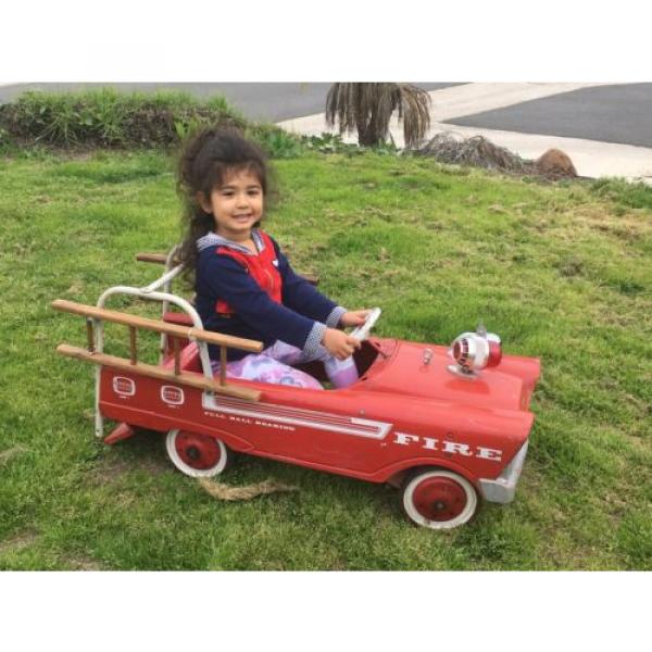 Fire Truck Pedal Car, Full Ball Bearing, circa 1968. Complete.Original Paint #3 image